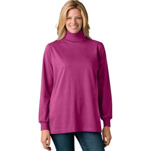 Woman Within Plus Size Perfect Long-Sleeve Turtleneck Tee (Petite Available)(Raspberry)