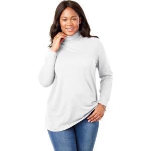 Woman Within Plus Size Perfect Long-Sleeve Turtleneck Tee (Petite Available)(White)