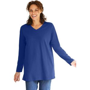 Woman Within Plus Size Perfect Long-Sleeve V-Neck Tunic(Ultra Blue)