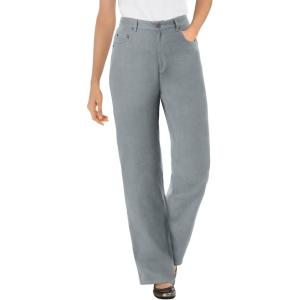 Woman Within Plus Size Perfect Relaxed All-Cotton Denim Five-Pocket Jeans(Gunmetal)
