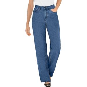 Woman Within Plus Size Perfect Relaxed All-Cotton Denim Five-Pocket Jeans(Medium Stonewash)