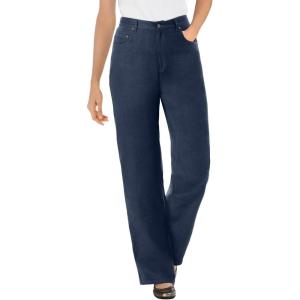 Woman Within Plus Size Perfect Relaxed All-Cotton Denim Five-Pocket Jeans(Navy)