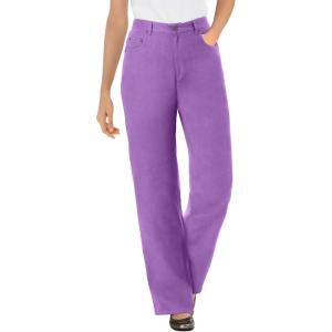 Woman Within Plus Size Perfect Relaxed All-Cotton Denim Five-Pocket Jeans(Pretty Violet)