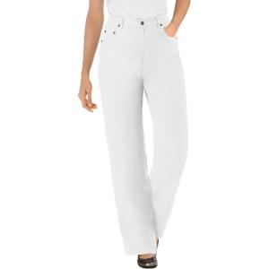 Woman Within Plus Size Perfect Relaxed All-Cotton Denim Five-Pocket Jeans(White)