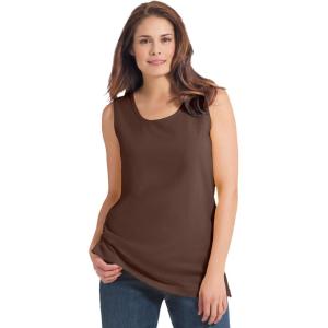 Woman Within Plus Size Perfect Scoopneck Tank (Petite Available)(Chocolate)