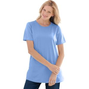 Woman Within Plus Size Perfect Short-Sleeve Crewneck Tee (Petite Available)(French Blue)