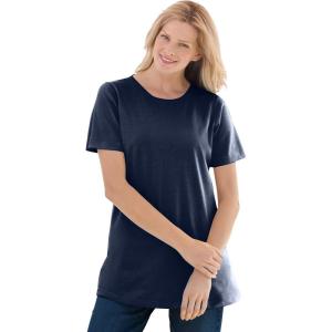 Woman Within Plus Size Perfect Short-Sleeve Crewneck Tee (Petite Available)(Navy)