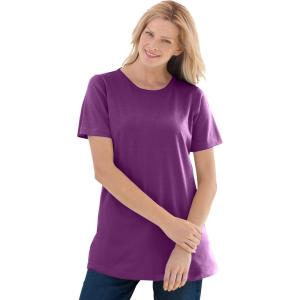 Woman Within Plus Size Perfect Short-Sleeve Crewneck Tee (Petite Available)(Plum Purple)