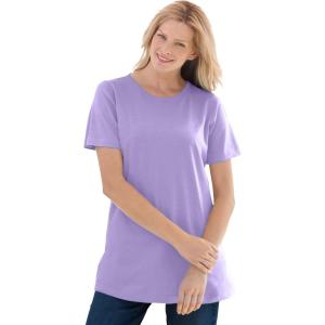 Woman Within Plus Size Perfect Short-Sleeve Crewneck Tee (Petite Available)(Soft Iris)