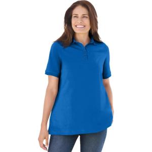 Woman Within Plus Size Perfect Short-Sleeve Polo Shirt(Bright Cobalt)