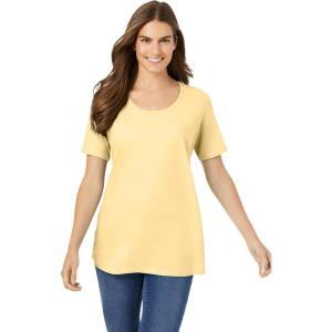 Woman Within Plus Size Perfect Short-Sleeve Scoopneck Tee(Banana)