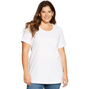 Woman Within Plus Size Perfect Short-Sleeve Scoopneck Tee(White)