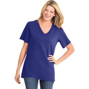 Woman Within Plus Size Perfect Short-Sleeve V-Neck Tee (Petite Available)(Ultra Blue)