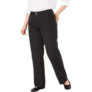 Woman Within Plus Size Perfect Wide-Leg All-Cotton Denim Five-Pocket Jeans(Black)