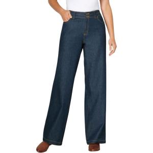 Woman Within Plus Size Perfect Wide-Leg All-Cotton Denim Five-Pocket Jeans(Indigo)