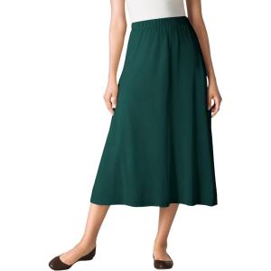 Woman Within Plus Size Petite 7-Day Knit A-Line Skirt(Emerald Green)