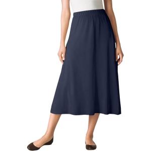 Woman Within Plus Size Petite 7-Day Knit A-Line Skirt(Navy)