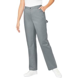 Woman Within Plus Size Petite Back-Elastic All-Cotton Denim Carpenter Jeans(Gunmetal)