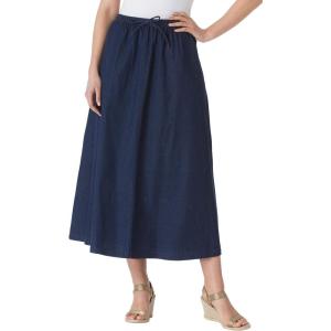 Woman Within Plus Size Petite Drawstring Denim Skirt(Indigo)