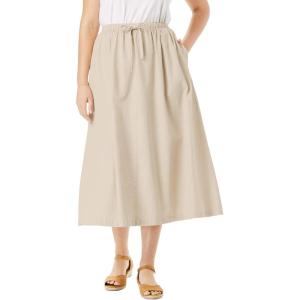 Woman Within Plus Size Petite Drawstring Denim Skirt(Natural Khaki)