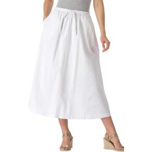 Woman Within Plus Size Petite Drawstring Denim Skirt(White)