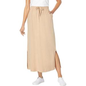 Woman Within Plus Size Petite Sport Knit Side-Slit Skirt(New Khaki)