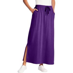 Woman Within Plus Size Petite Sport Knit Side-Slit Skirt(Purple Orchid)