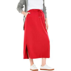 Woman Within Plus Size Petite Sport Knit Side-Slit Skirt(Vivid Red)