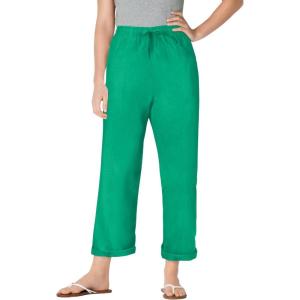 Woman Within Plus Size Petite The Boardwalk Pant(Tropical Emerald)