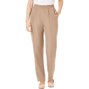 Woman Within Plus Size Petite Woven Pull-On Pants(New Khaki)