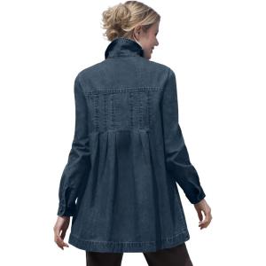 Woman Within Plus Size Pleat-Back Denim Jacket Long Oversized Jean Coat(Indigo)