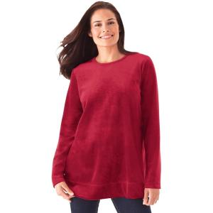Woman Within Plus Size Plush Velour Tunic Sweatshirt(Classic Red)