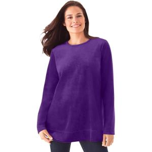 Woman Within Plus Size Plush Velour Tunic Sweatshirt(Radiant Purple)