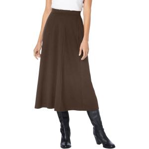 Woman Within Plus Size Ponte Knit A-Line Skirt(Chocolate)