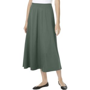 Woman Within Plus Size Ponte Knit A-Line Skirt(Pine)