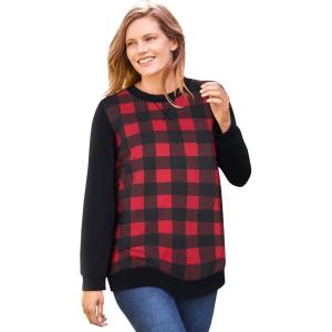 Woman Within Plus Size Printed Sweatshirt(Classic Red Buffalo)