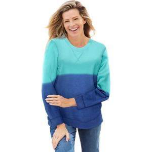 Woman Within Plus Size Printed Sweatshirt(Pearl Mint Ombre)