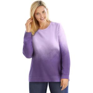 Woman Within Plus Size Printed Sweatshirt(Radiant Purple Ombre)