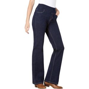 Woman Within Plus Size Pull-On Bootcut Gap-Free Stretch Denim Jeans(Indigo)