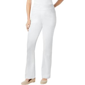 Woman Within Plus Size Pull-On Bootcut Gap-Free Stretch Denim Jeans(White)