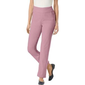 Woman Within Plus Size Pull-On Straight-Leg Gap-Free Stretch Denim Jeans(Dusty Pink)