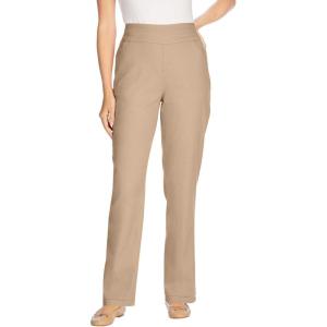 Woman Within Plus Size Pull-On Straight-Leg Gap-Free Stretch Denim Jeans(New Khaki)