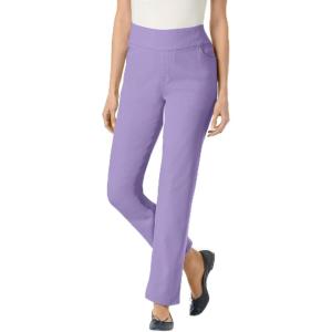 Woman Within Plus Size Pull-On Straight-Leg Gap-Free Stretch Denim Jeans(Soft Iris)