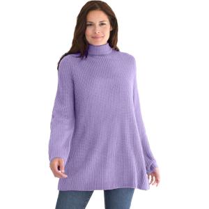 Woman Within Plus Size Pullover Shaker Swing(Soft Iris)