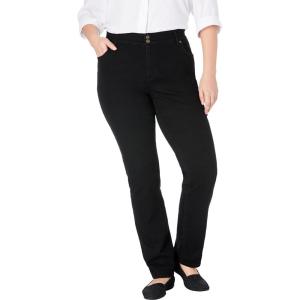 Woman Within Plus Size Secret Solutions; Tummy Smoothing Straight-Leg Stretch Denim Jeans(Black Denim)