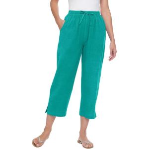 Woman Within Plus Size Seersucker Pull-On Elastic-Waist Capri Pants(Waterfall)
