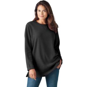 Woman Within Plus Size Sherpa Sweatshirt(Black)