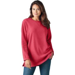 Woman Within Plus Size Sherpa Sweatshirt(Classic Red)