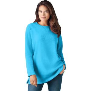 Woman Within Plus Size Sherpa Sweatshirt(Paradise Blue)