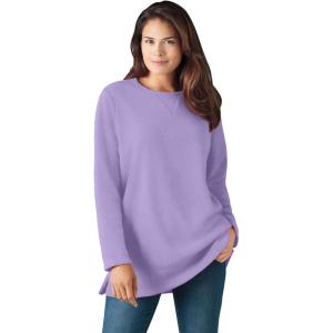 Woman Within Plus Size Sherpa Sweatshirt(Soft Iris)